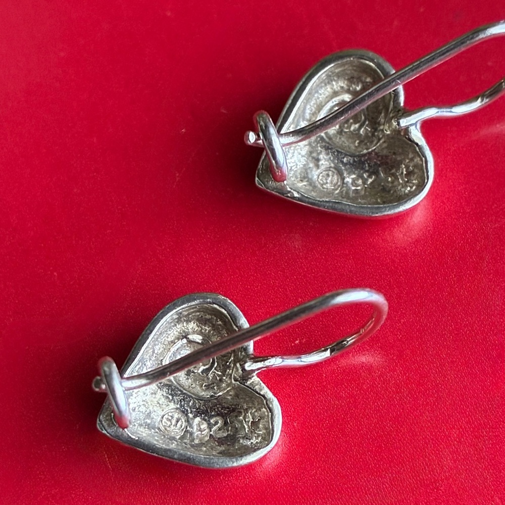 925 Silver Earrings,Heart Swirl Drop Earrings in Silver - Picture 5 of 9